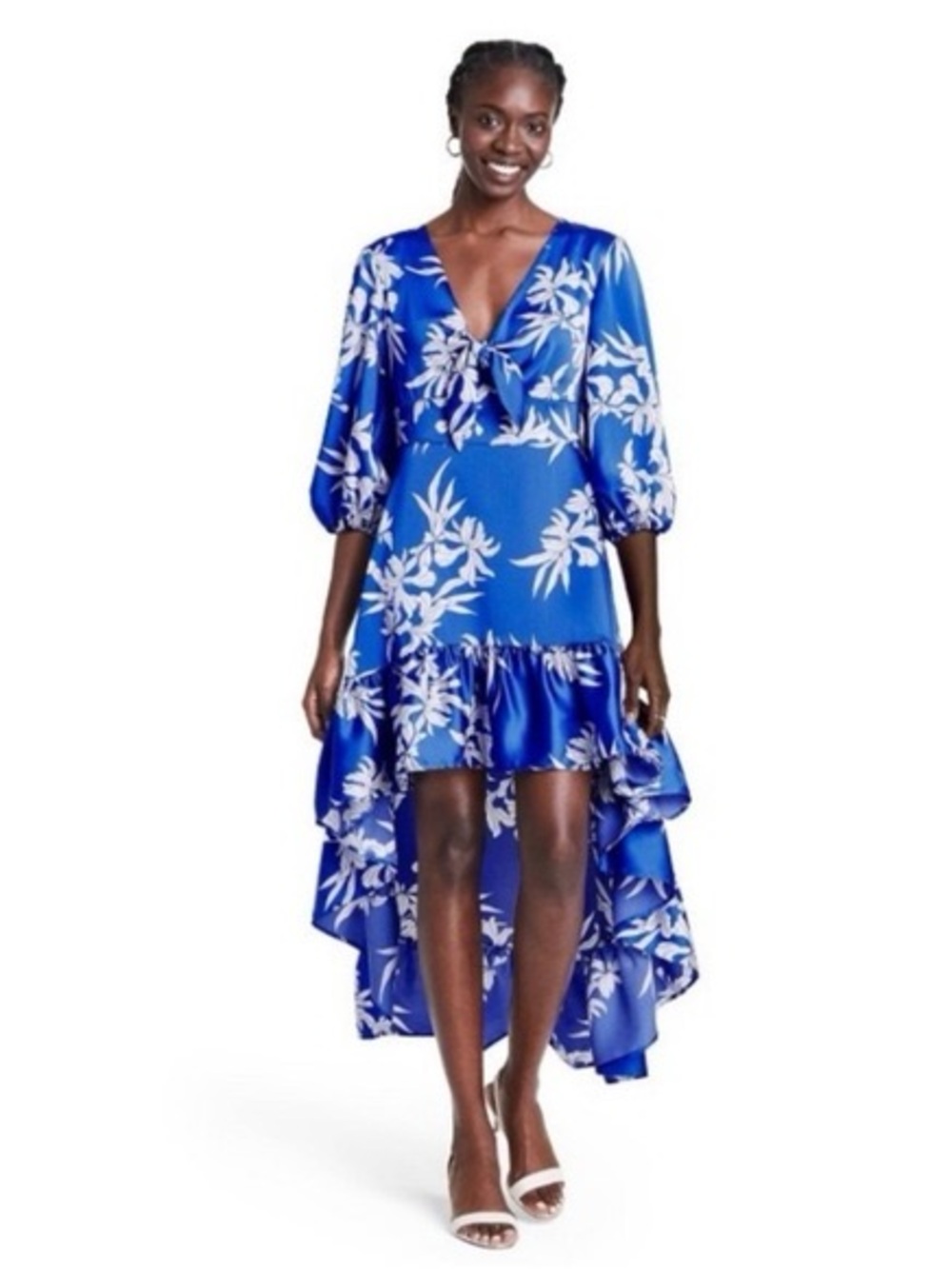 Alexis for Target Royal Blue and White Floral High-Low Dress